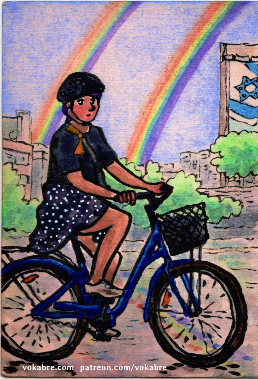 Postcard: Rainbow over HaRakevet Street, Tel Aviv