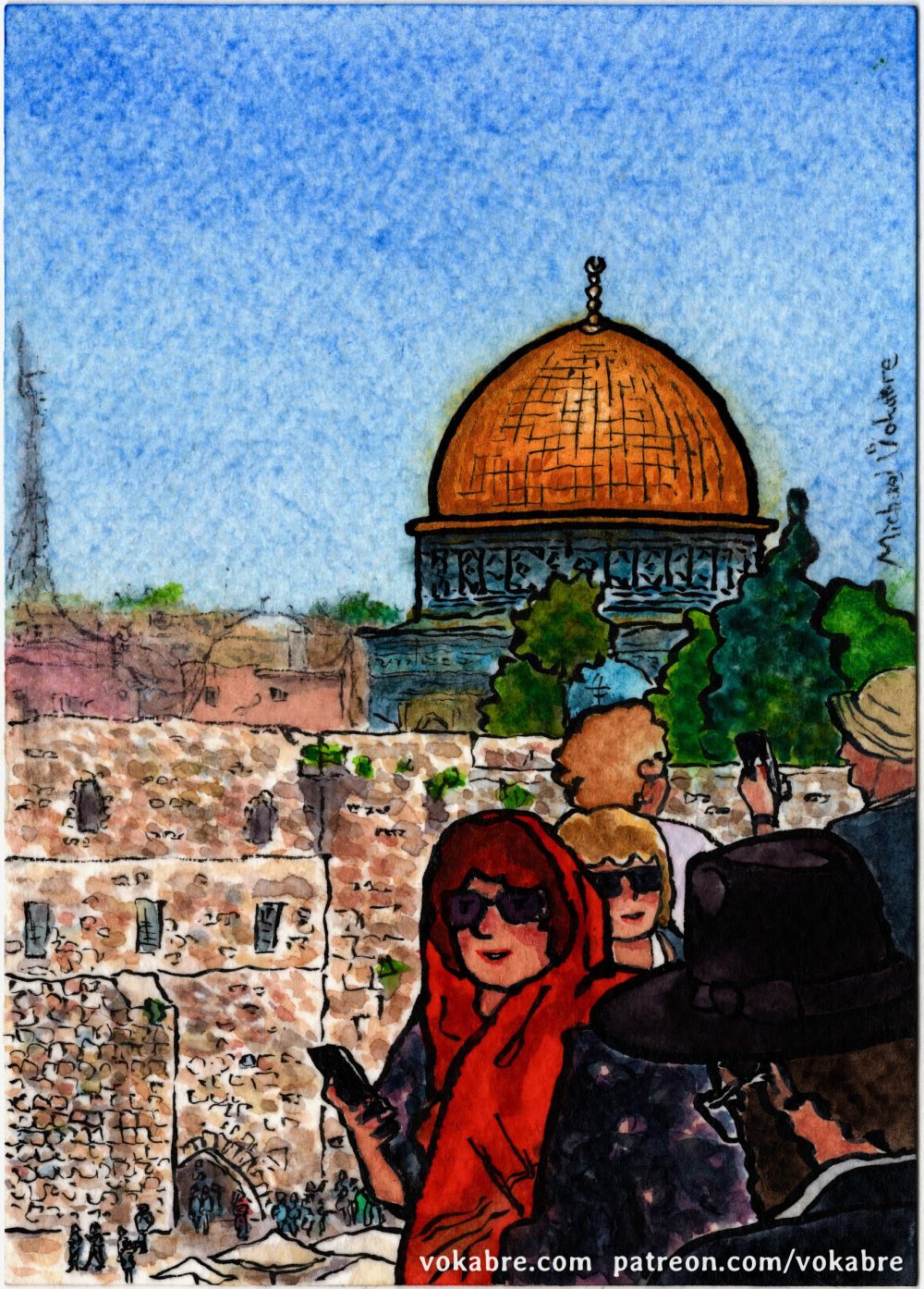 Postcard: Jerusalem. Western Wall and The Dome of the Rock