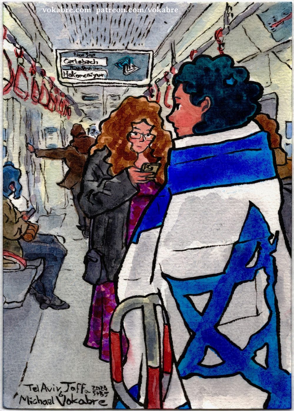 After a protest, on a tram, Tel Aviv Jaffa