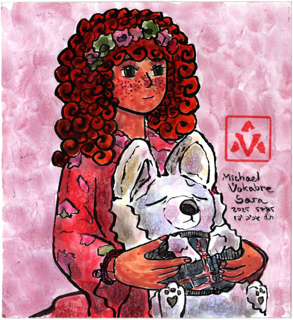 Postcard: Parabox Sara ball jointed doll and LittleSofts Anxiety Fox