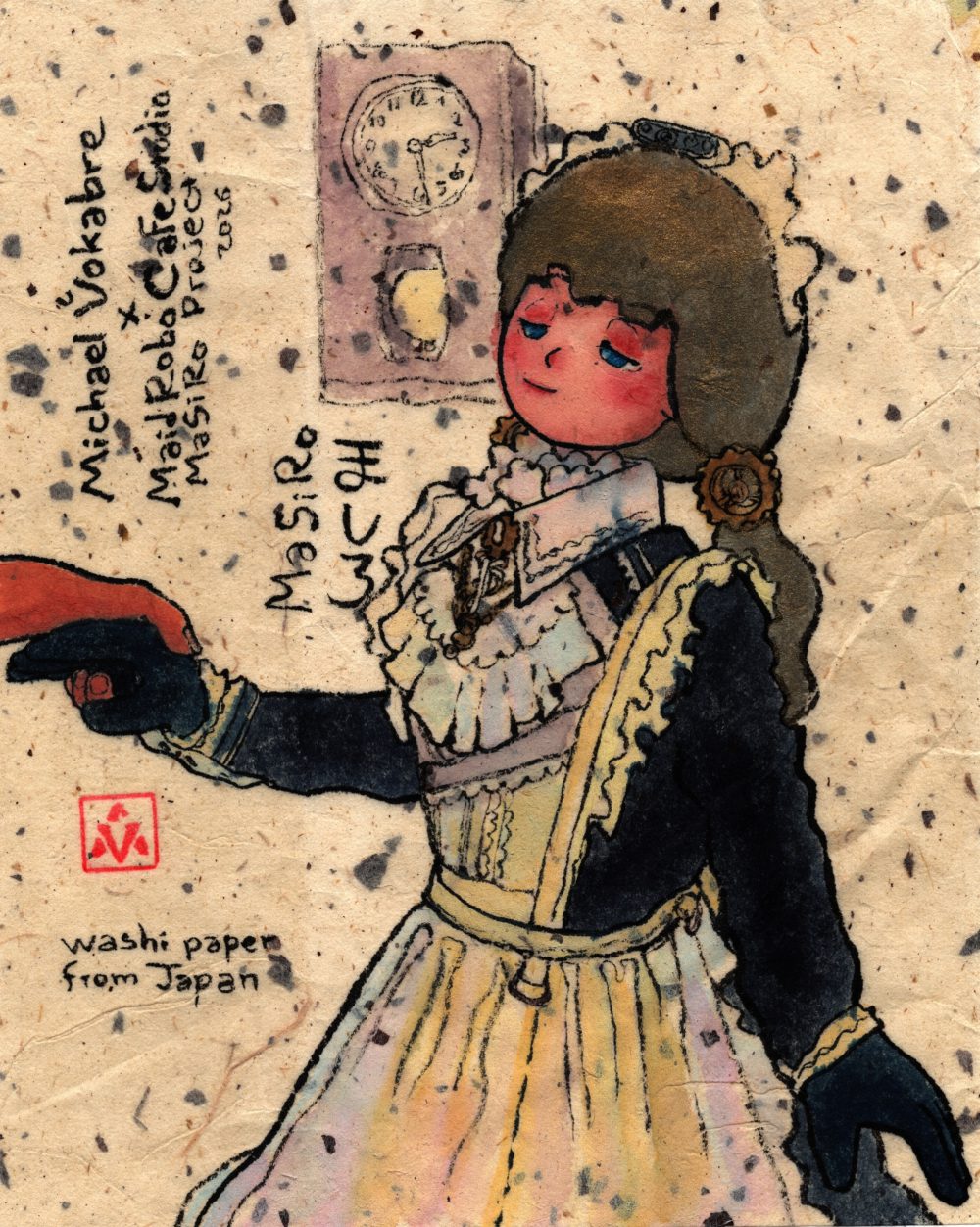"MaSiRo" (V) a portrait on Japanese washi paper